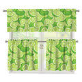 Green Lime Pattern Print 3 Piece Kitchen Curtains