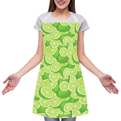 Green Lime Pattern Print Adjustable Apron