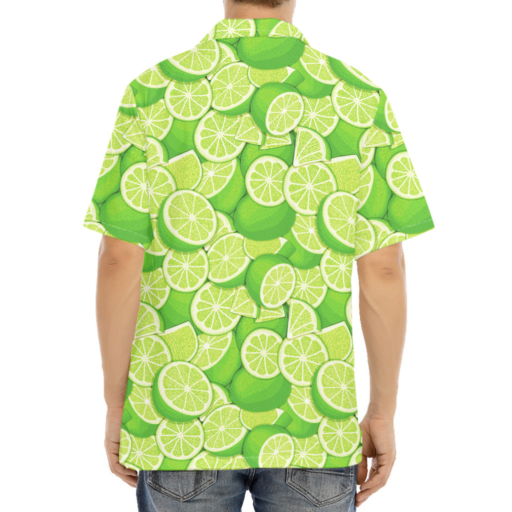 Green Lime Pattern Print Aloha Shirt