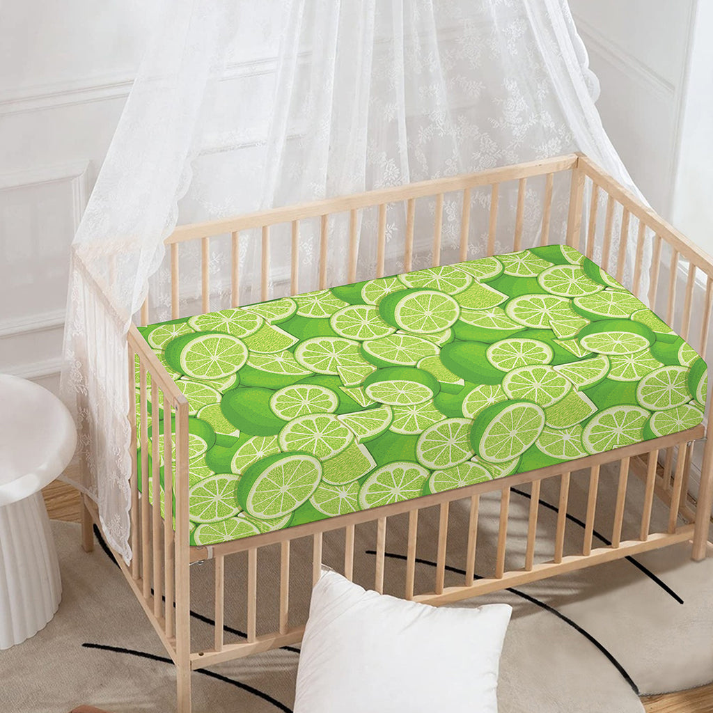 Green Lime Pattern Print Baby Crib Sheet