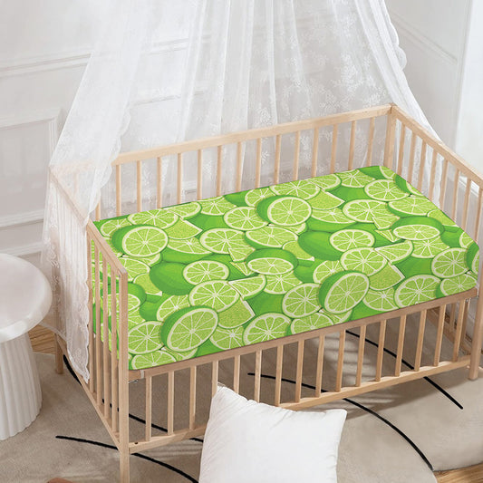 Green Lime Pattern Print Baby Crib Sheet