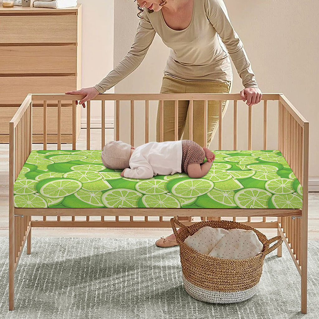 Green Lime Pattern Print Baby Crib Sheet