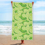 Green Lime Pattern Print Beach Towel