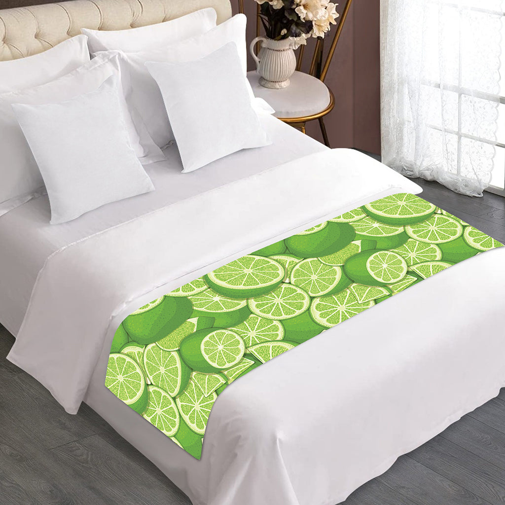 Green Lime Pattern Print Bed Runner