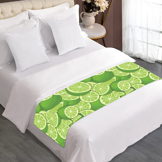 Green Lime Pattern Print Bed Runner