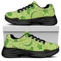 Green Lime Pattern Print Black Chunky Shoes