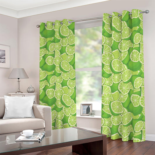 Green Lime Pattern Print Blackout Grommet Curtains