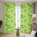 Green Lime Pattern Print Dimout Pencil Pleat Curtains