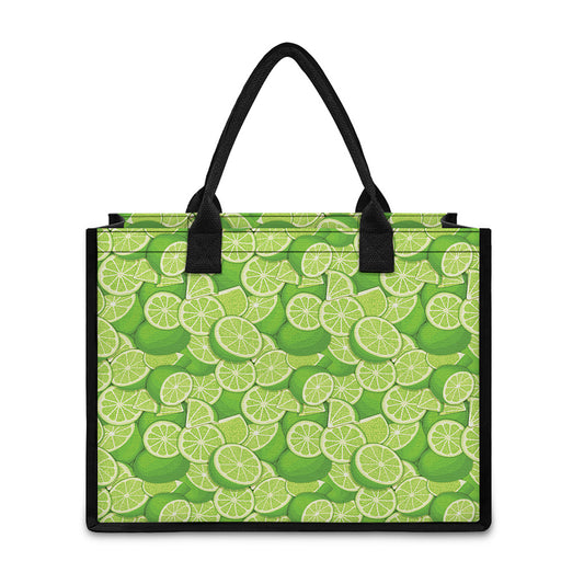 Green Lime Pattern Print Canvas Tote Bag