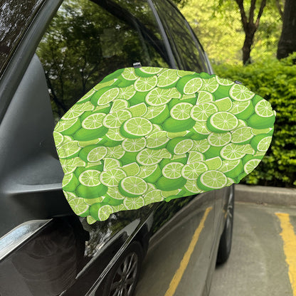 Green Lime Pattern Print Car Side Mirror Covers