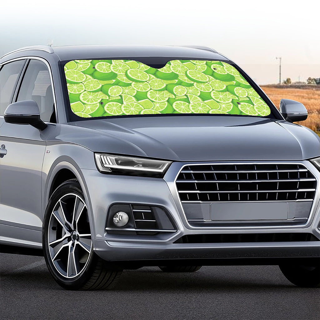 Green Lime Pattern Print Car Windshield Sun Shade