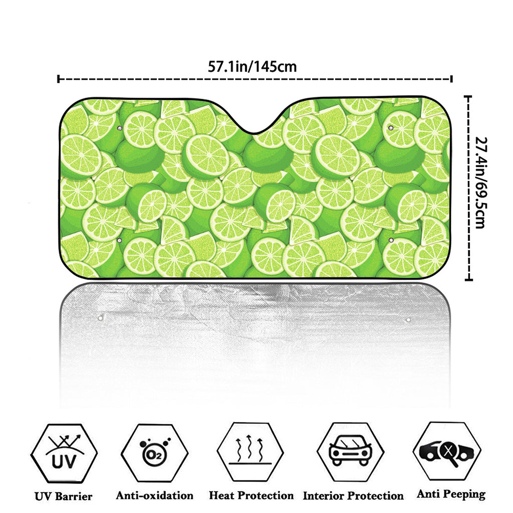 Green Lime Pattern Print Car Windshield Sun Shade