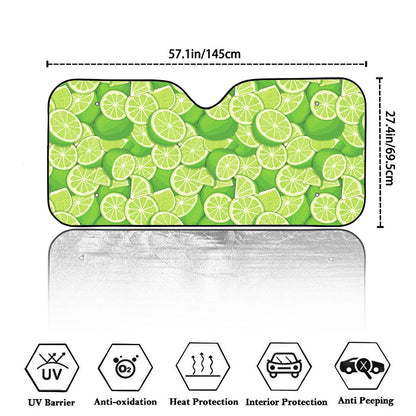 Green Lime Pattern Print Car Windshield Sun Shade