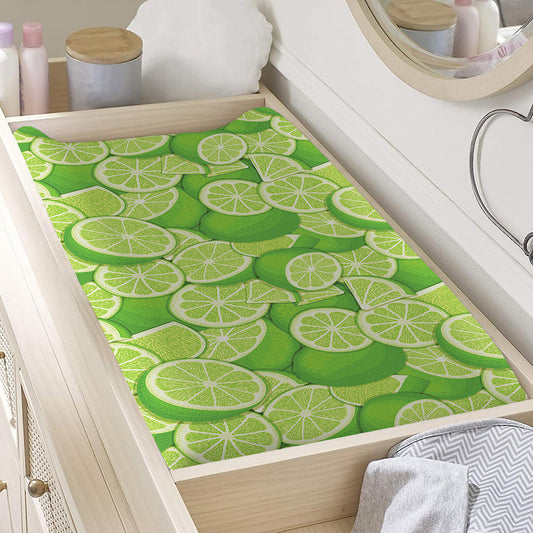 Green Lime Pattern Print Changing Pad Cover