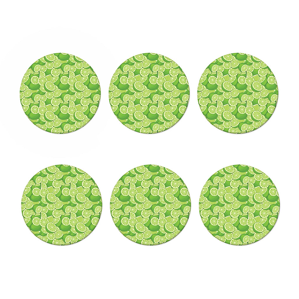 Green Lime Pattern Print Coaster Set