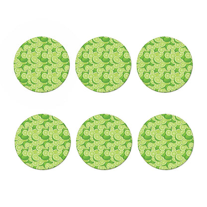 Green Lime Pattern Print Coaster Set