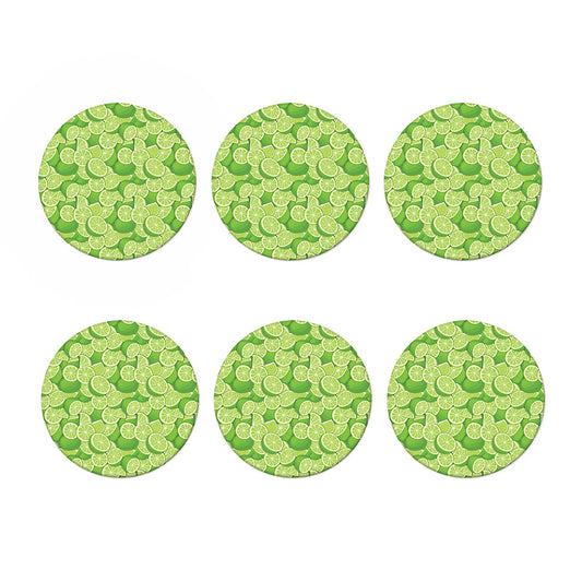 Green Lime Pattern Print Coaster Set