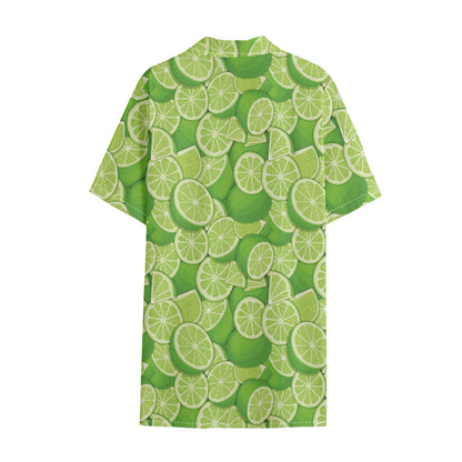 Green Lime Pattern Print Cotton Hawaiian Shirt