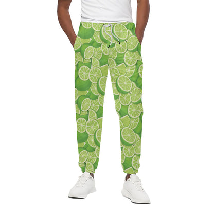 Green Lime Pattern Print Cotton Pants
