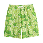 Green Lime Pattern Print Cotton Shorts