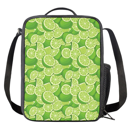 Green Lime Pattern Print Crossbody Lunch Bag