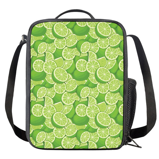 Green Lime Pattern Print Crossbody Lunch Bag