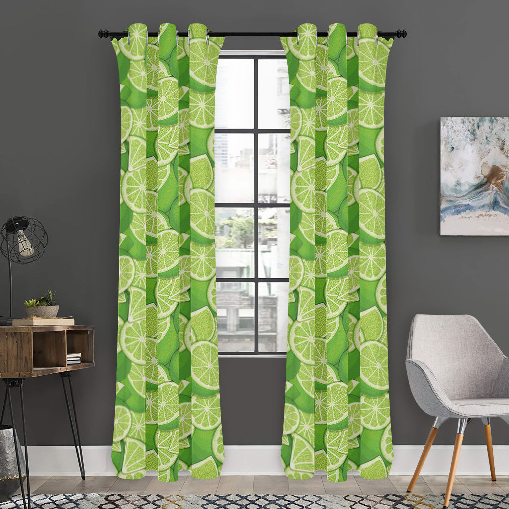Green Lime Pattern Print Curtain