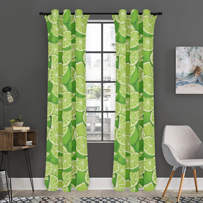 Green Lime Pattern Print Curtain