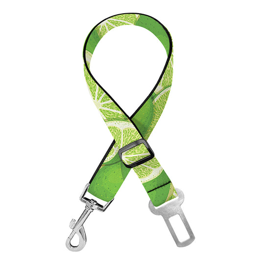 Green Lime Pattern Print Dog Seat Belt