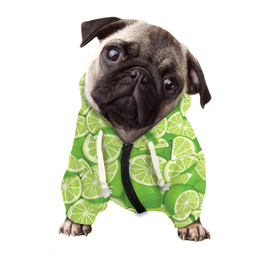 Green Lime Pattern Print Dog Zip Up Hoodie