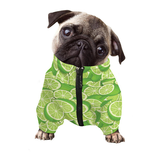 Green Lime Pattern Print Dog Zip Up Jacket