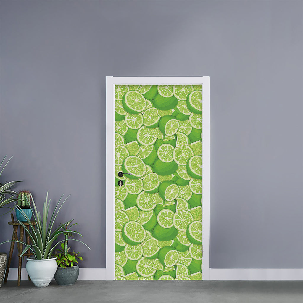 Green Lime Pattern Print Door Sticker