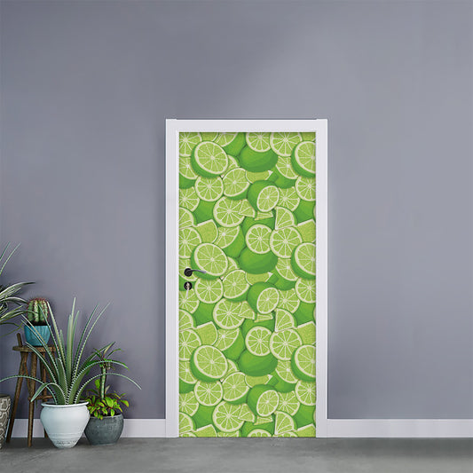 Green Lime Pattern Print Door Sticker