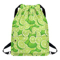 Green Lime Pattern Print Drawstring Backpack