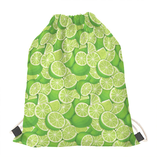 Green Lime Pattern Print Drawstring Bag