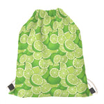 Green Lime Pattern Print Drawstring Bag