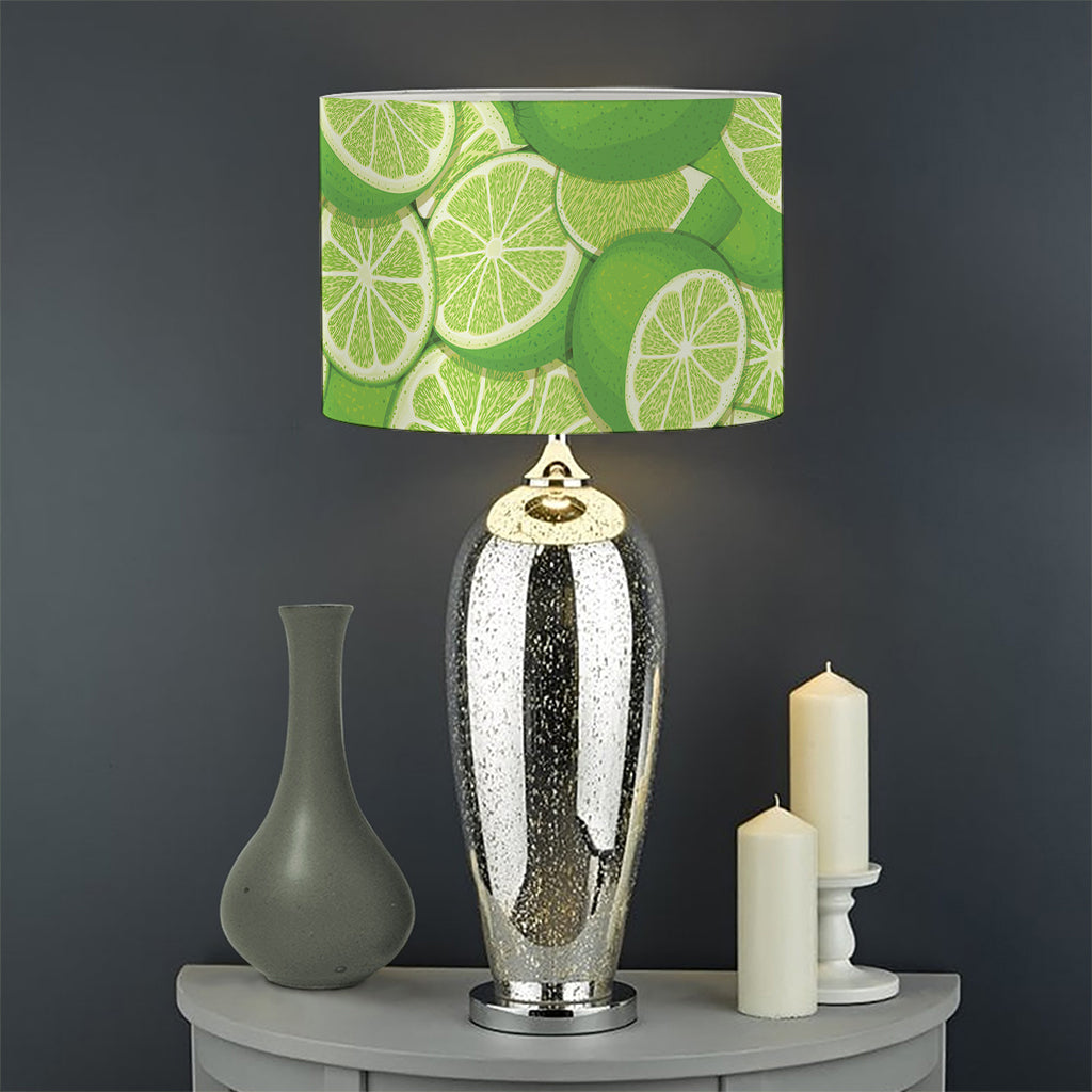 Green Lime Pattern Print Drum Lamp Shade