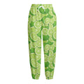 Green Lime Pattern Print Fleece Lined Knit Pants