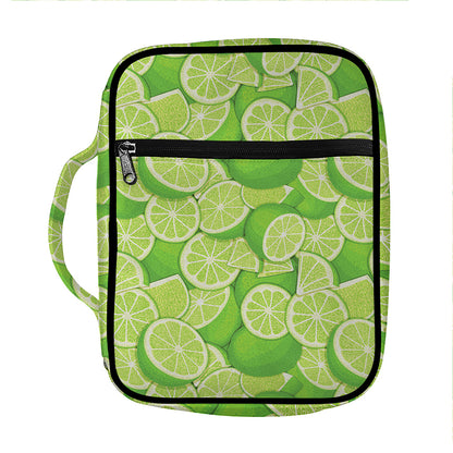 Green Lime Pattern Print Front Pocket Bible Bag