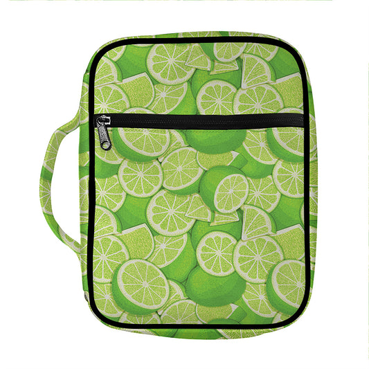 Green Lime Pattern Print Front Pocket Bible Bag