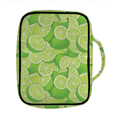 Green Lime Pattern Print Front Pocket Bible Bag