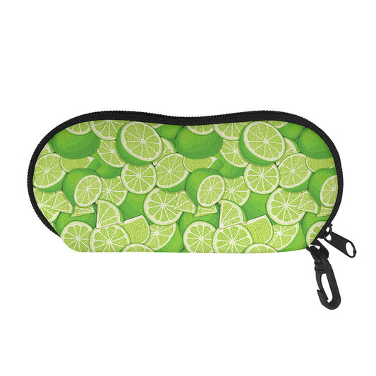 Green Lime Pattern Print Glasses Case