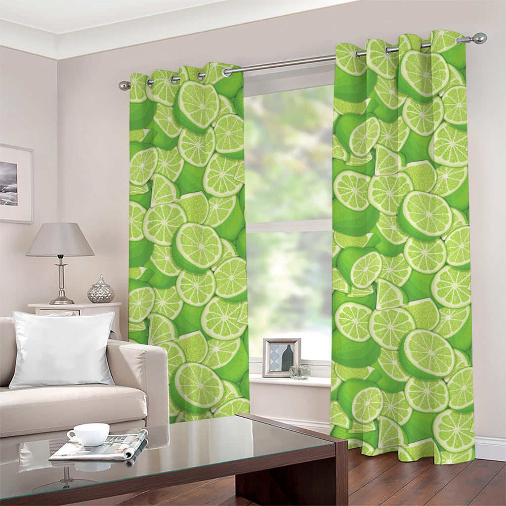 Green Lime Pattern Print Grommet Curtains
