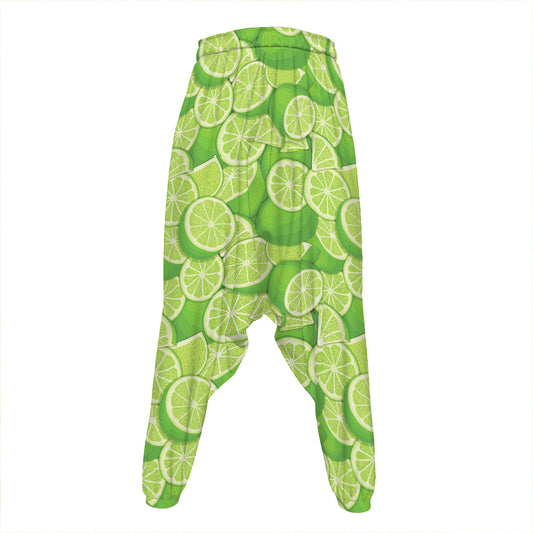 Green Lime Pattern Print Hammer Pants