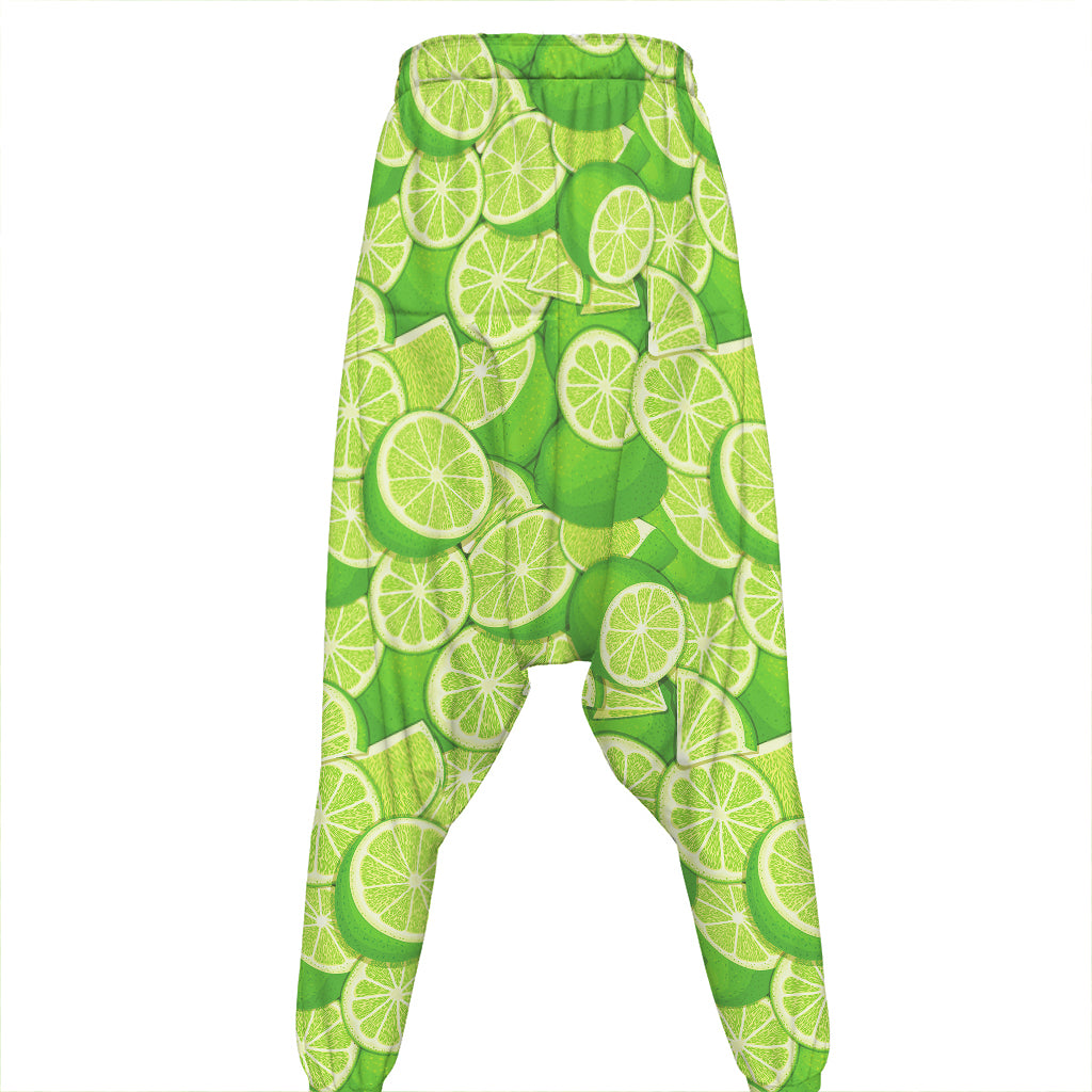 Green Lime Pattern Print Hammer Pants