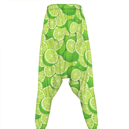 Green Lime Pattern Print Hammer Pants