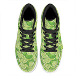 Green Lime Pattern Print High Top Leather Sneakers