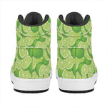 Green Lime Pattern Print High Top Leather Sneakers