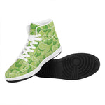 Green Lime Pattern Print High Top Leather Sneakers