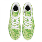 Green Lime Pattern Print High Top Leather Sneakers
